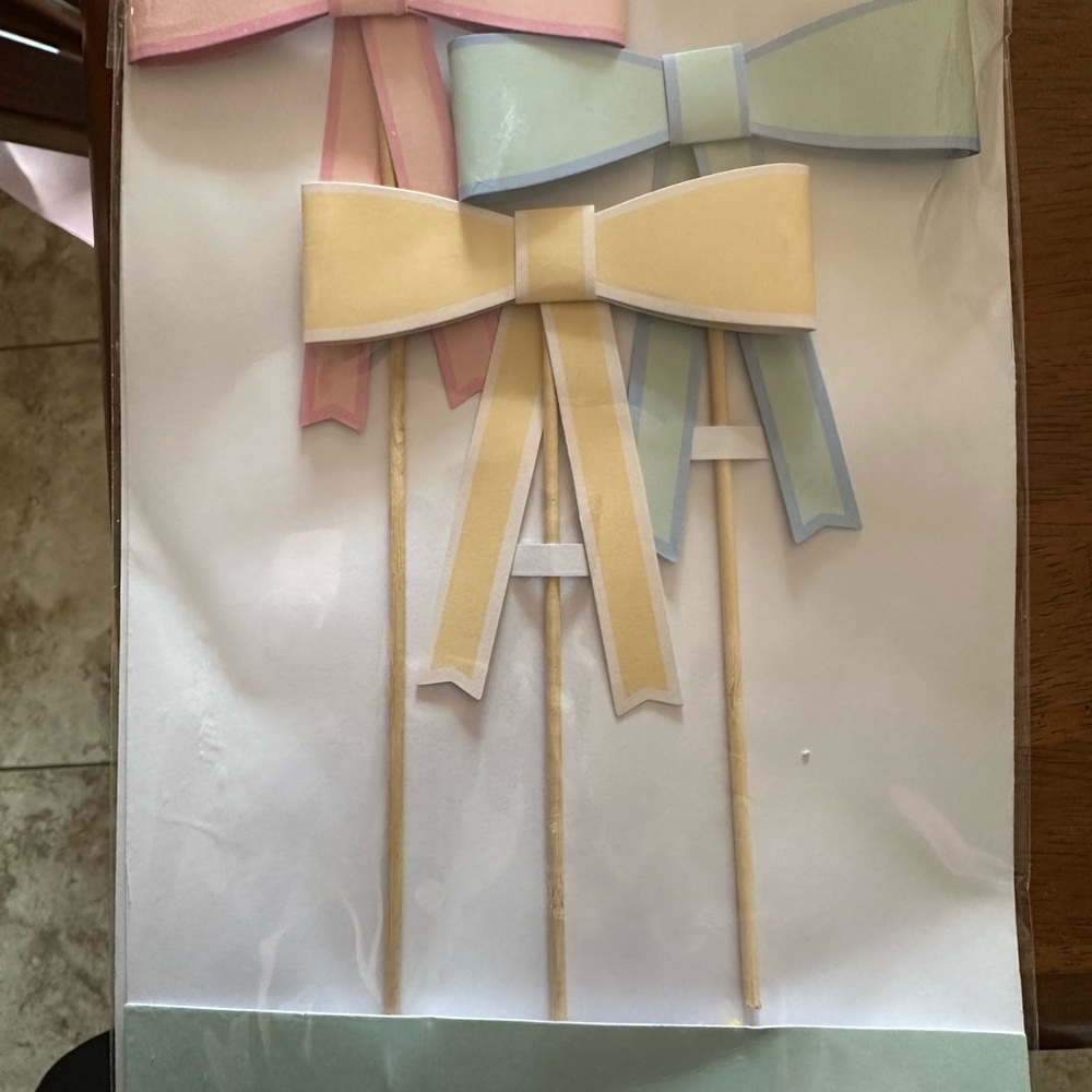 Pastel Bow Cake Toppers - Set of 3